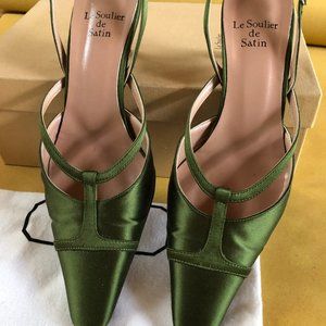 Satin kitten heel slingbacks